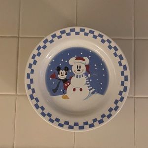 2 Disney Store Mickey and Snowman Mickey Plates - Like New!